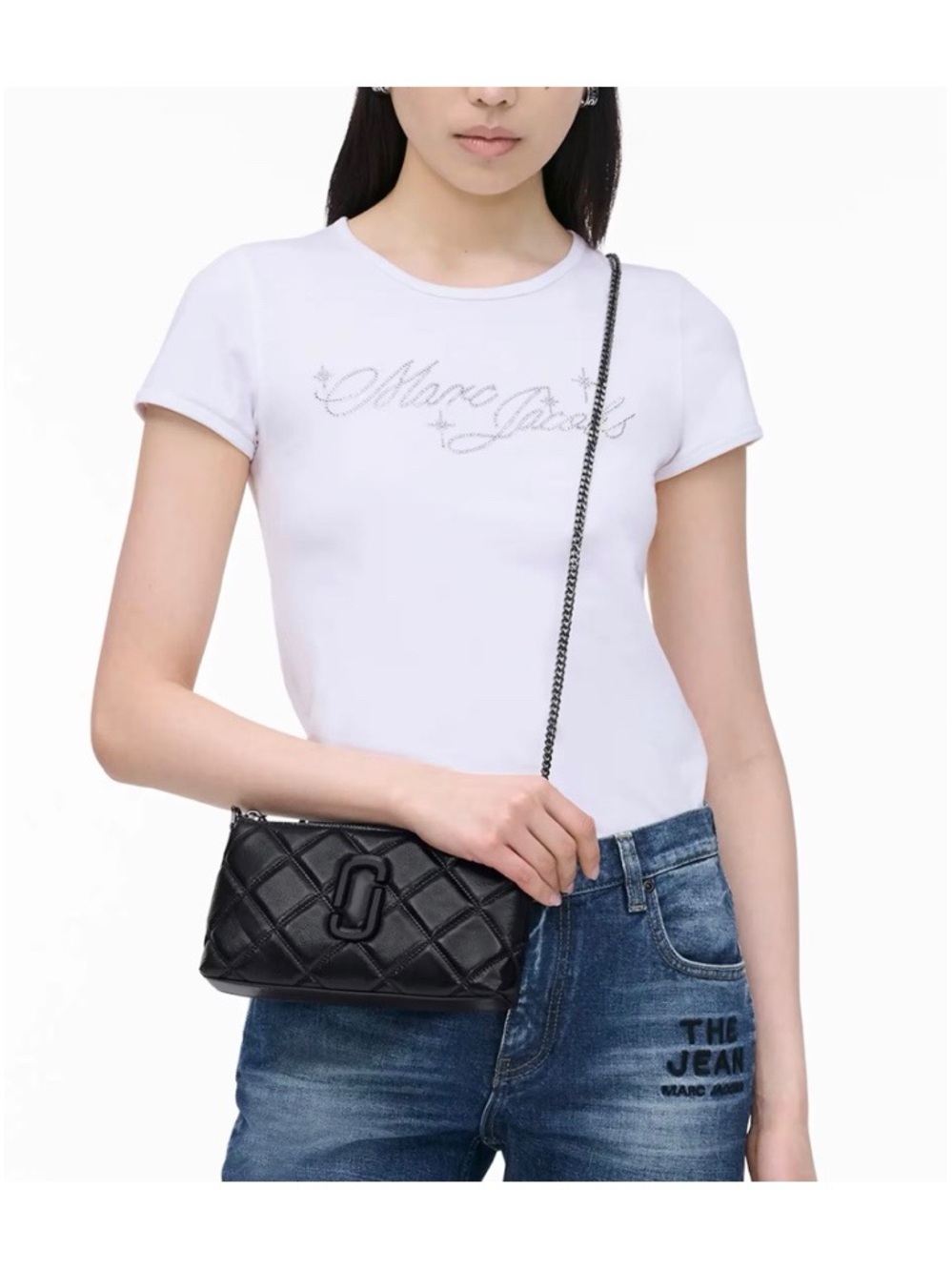 Marc Jacobs The Quilted Snapshot Pochette Bag Black Crossbody NWOT